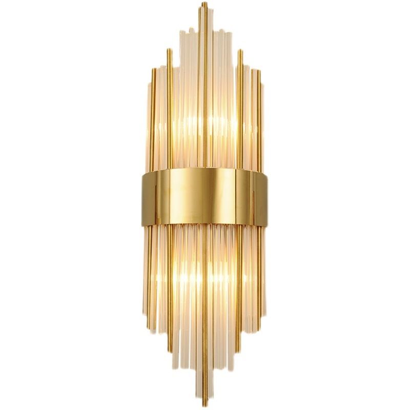 Modern Luxury Geometric Wall Lamp Metal 2-Light Wall Light with Crystal Shade