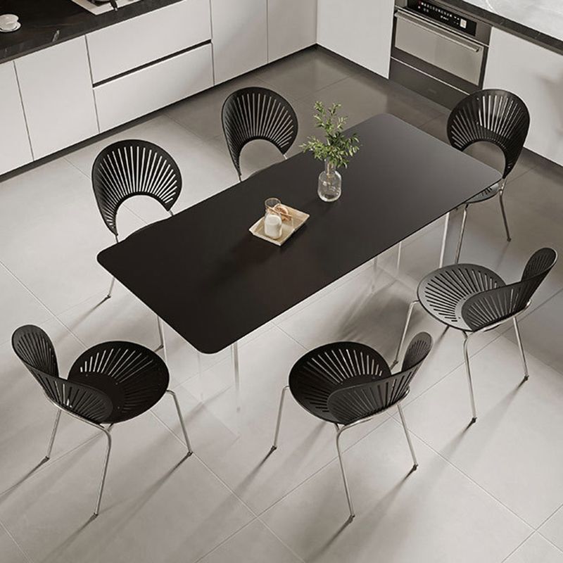 Contemporary Rectangle Table Sintered Stone Table with Acrylic Legs for Kitchen