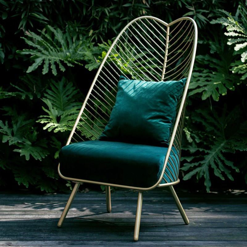 Glam Style Metal Chair Fixed Back Solid Color 4 Legs Armless Chair