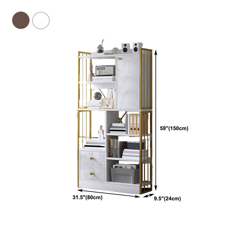 Modern Metal Book Shelf Home Open Back Bookcase with Shelves