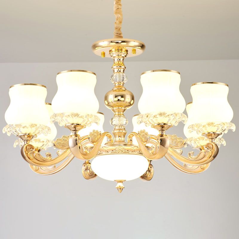 Calabaza Kit de luz colgante de vidrio modernidad Candelera de oro de oro para sala de estar