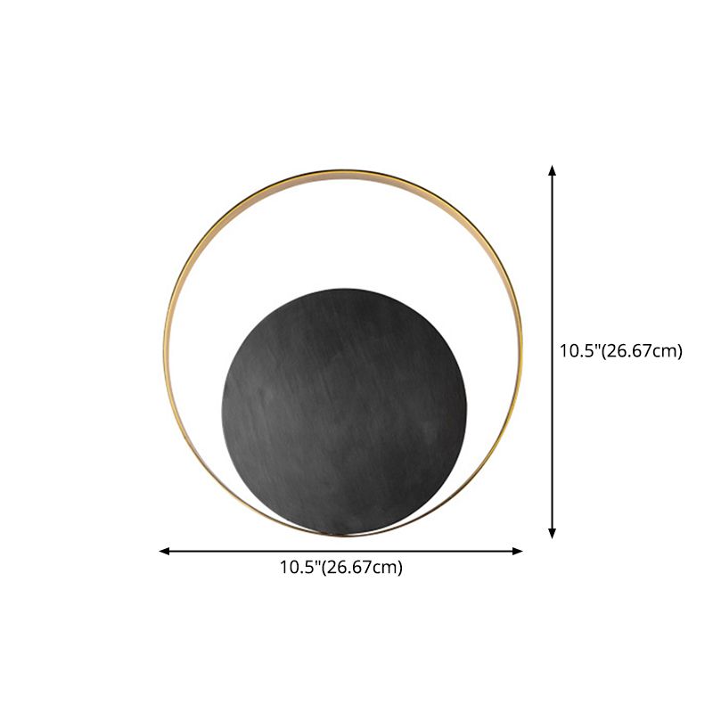Black and Gold Single Wall Lamp in Modern Simplicity Copper Circular Wall Light for Interior Spaces