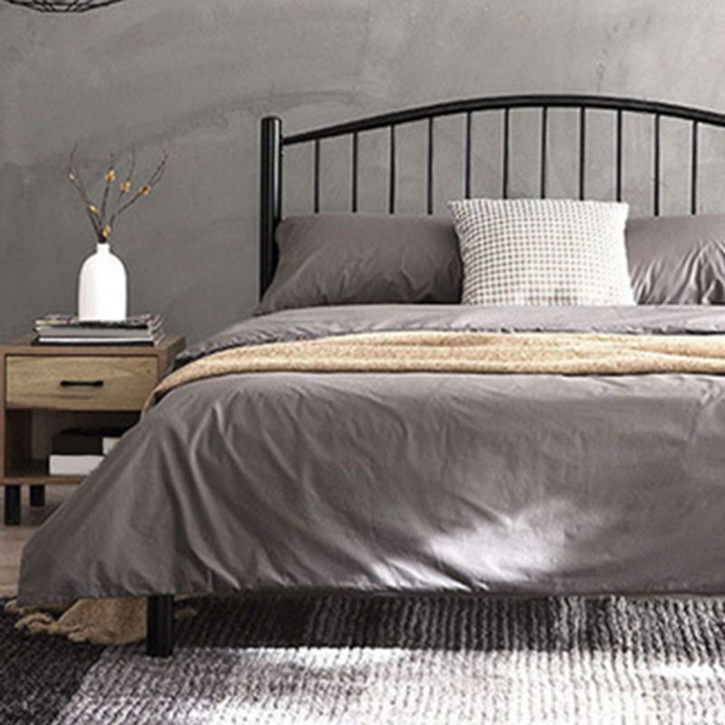 Industrial Metal Standard Bed Black Open-Frame Bed Frame for Home