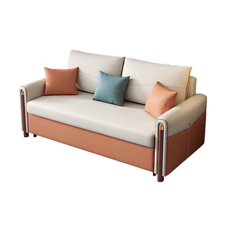 Modern Square Arm Sofa Futon Foldable Pillow Included Loveseat