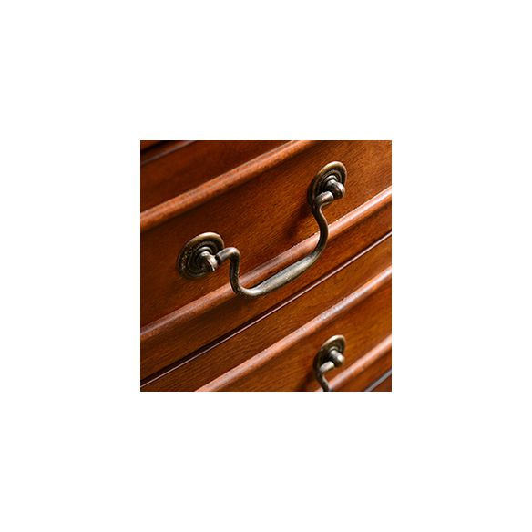 Mid-Century Modern Wood Cabinet Ring Pulls Side Cabinet with Drawer