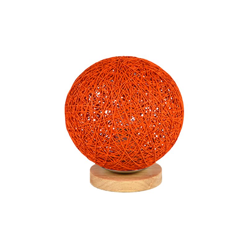 Lámpara de techo de pasillo de 1 cabezal tejida a mano de estilo moderno con pantalla esférica de ratán de 6"/8" de ancho en rojo/rosa