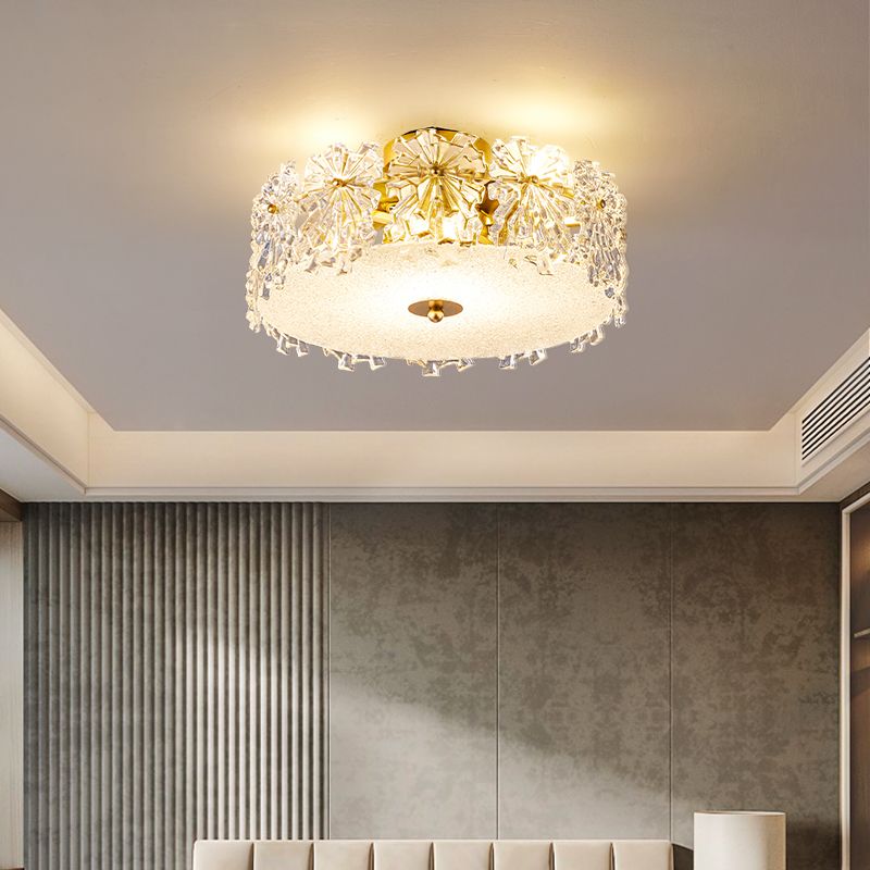 Plafonnier de forme ronde, montage encastré en fer de Style Simple et moderne avec abat-jour en verre pour allée et chambre à coucher