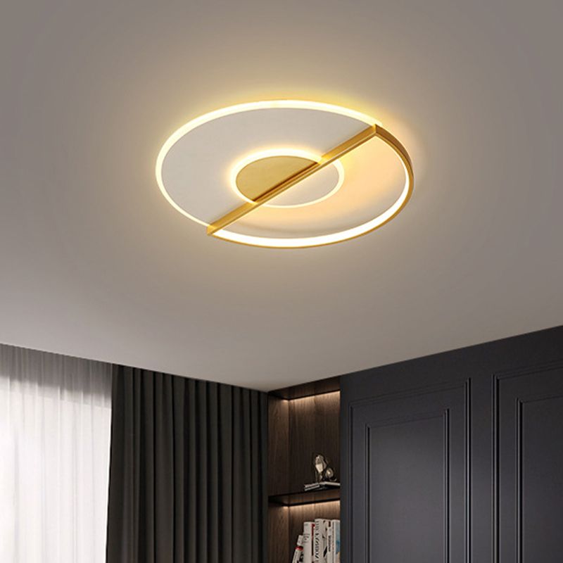 Lámpara de techo LED circular superfina, luz empotrada dorada acrílica minimalista en luz cálida/blanca/3 colores, 16,5"/20,5" de ancho