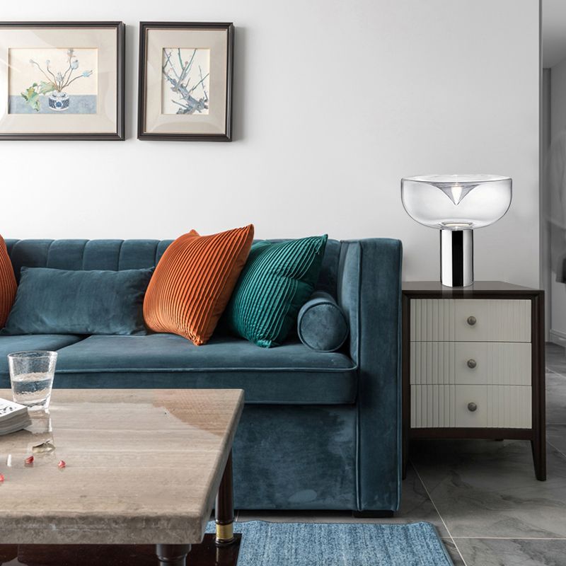 Bowl Glass Night Light minimalisme 1-Bulb Table Lampe avec design de haut ouvert pour la chambre