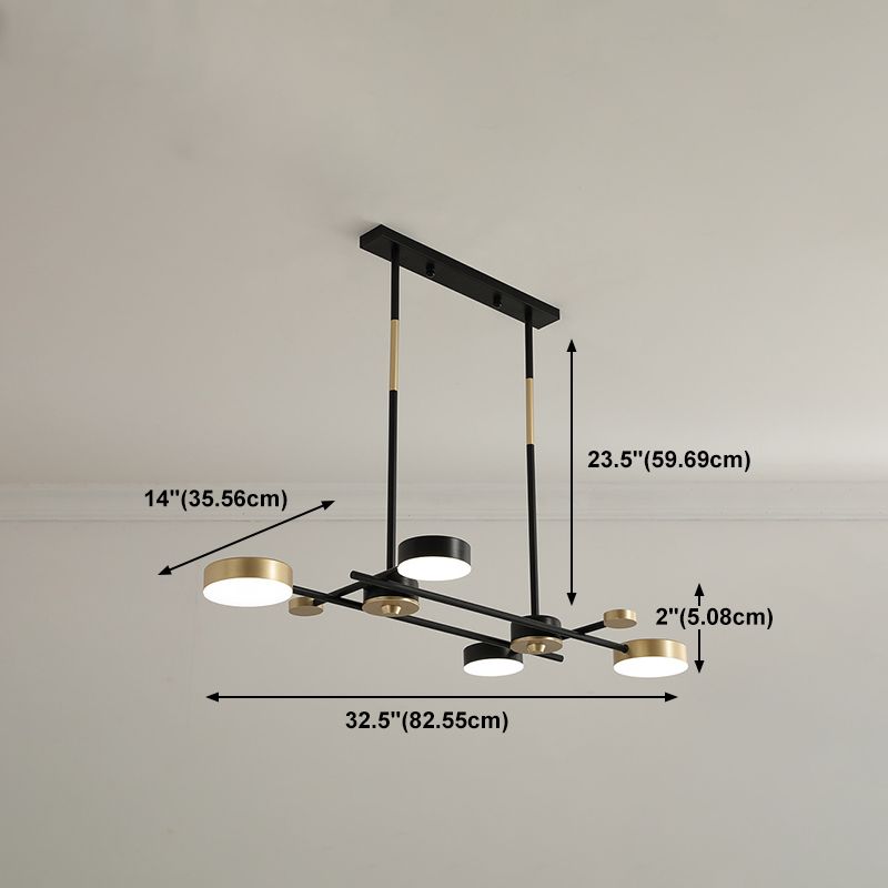 Postmodern LED Island Lamp Round Shape Metal Suspension Light for Dining Room