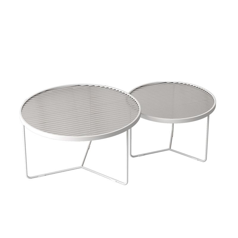 Modern Style Metal Frame Base Design Glass Round Table Top Coffee Table