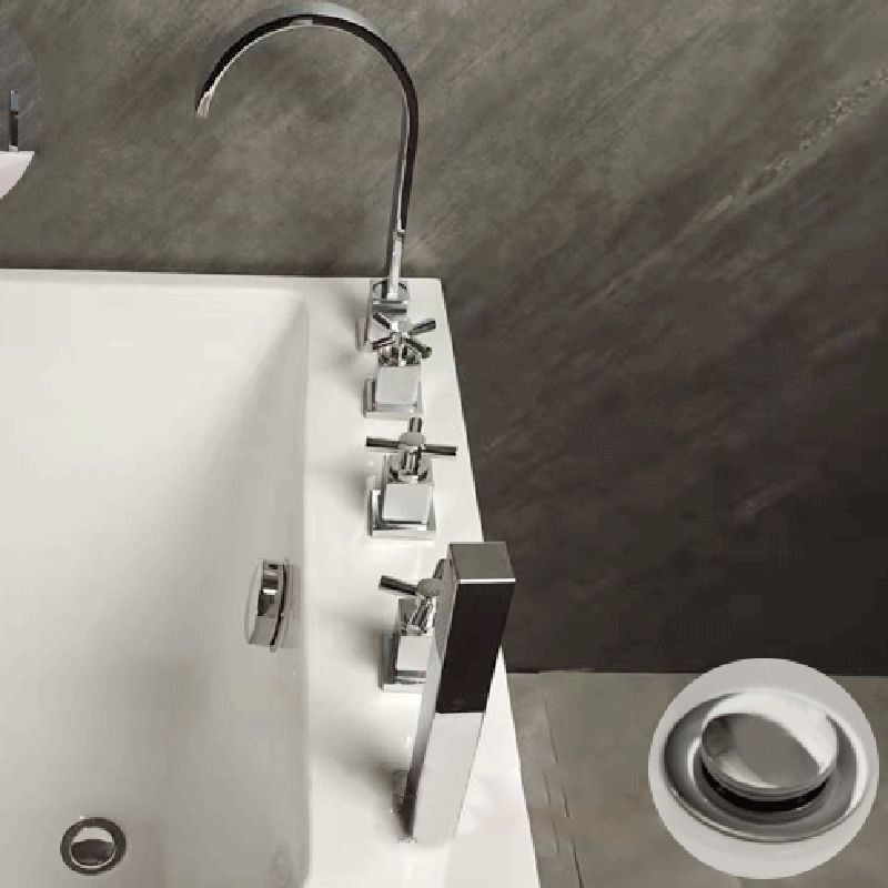 Modern Style Acrylic Rectangular Tub White Bath Tub with Internal Drain