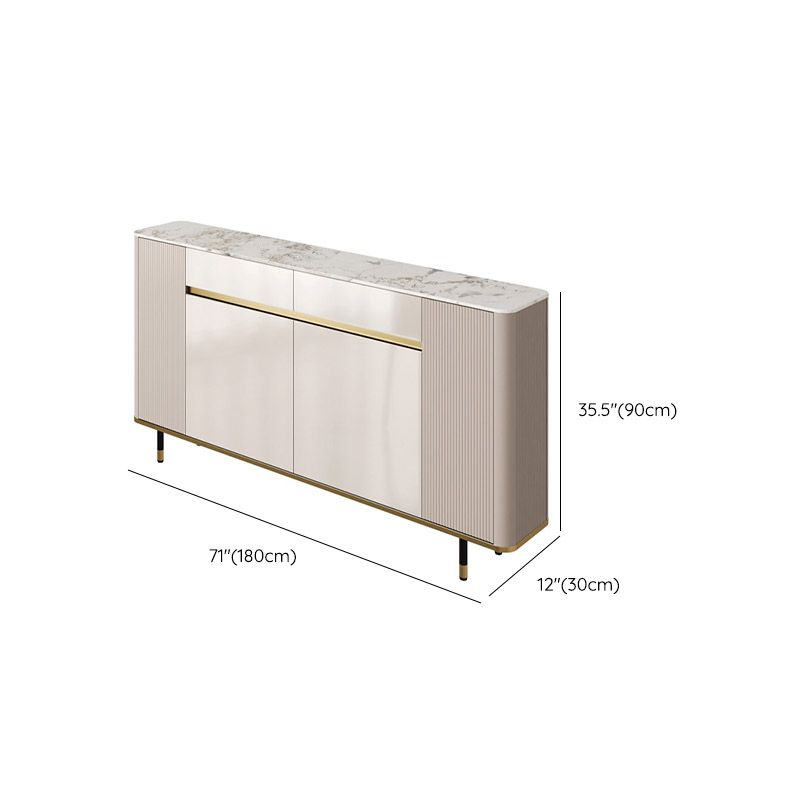 Glam Style Stone Top Sideboard Engineered Wood Side Board for Living Room