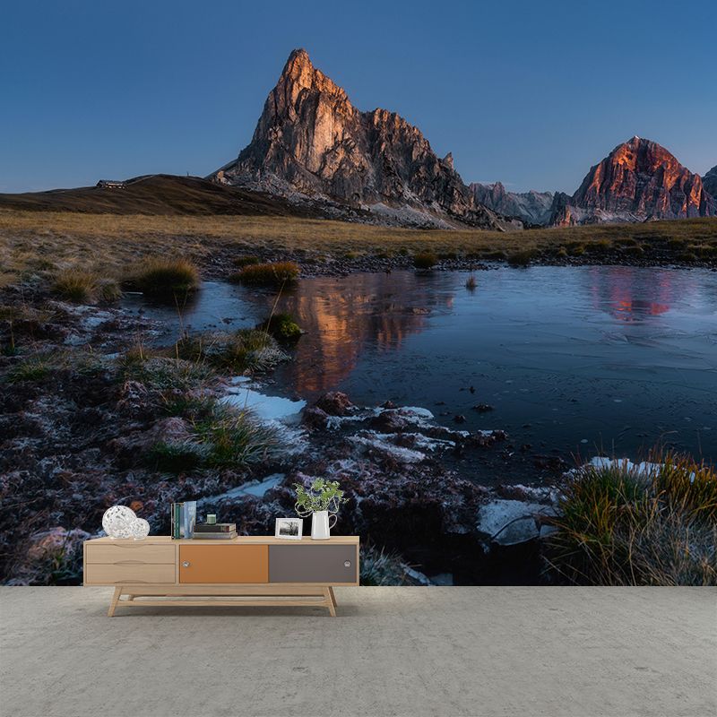 Mountain with Cloud View Mural Contemporary Stain Resistant Wall Murals for Home