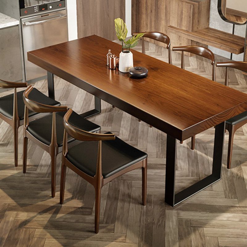 Industrial 1/4/5/7 Pieces Furniture Solid Wood Rectangle Dining Room Set in Brown