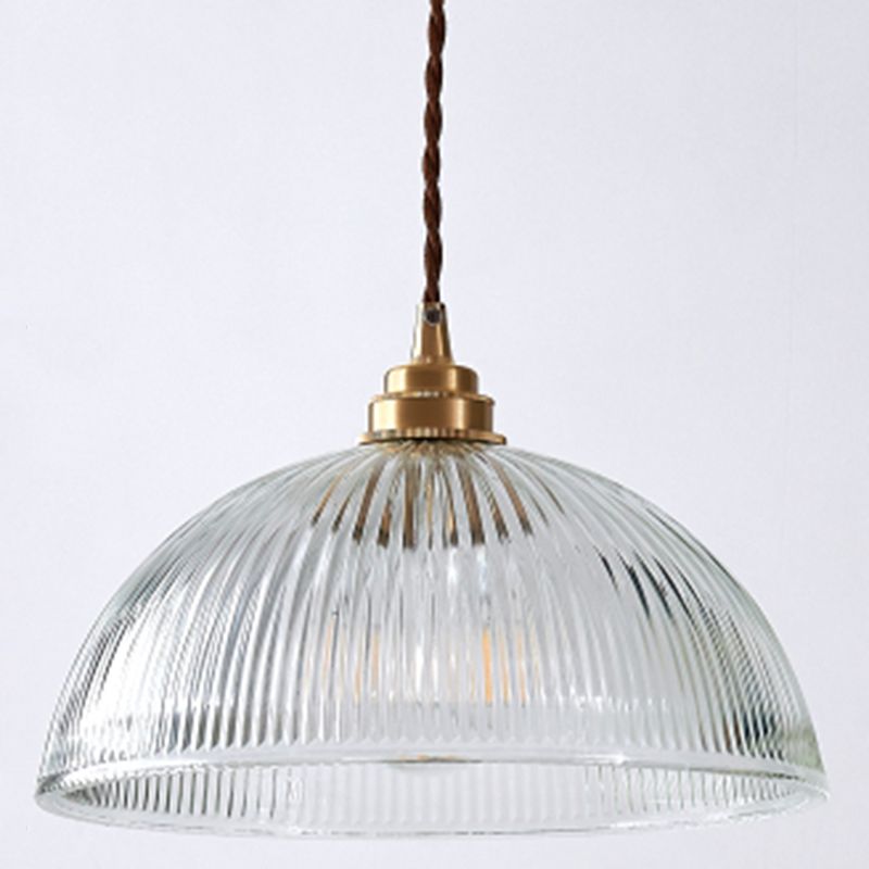Retro Industrial 1 Light Pendant Prismatic Glass Dome Pendant Lighting for Living Room