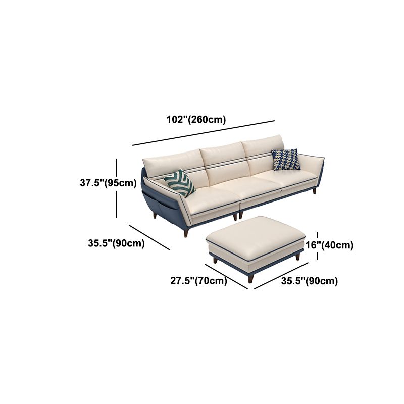 Leather Pillow Top Arm Sofa 37.4"High Cushion Back Sectional Sofa with Storage