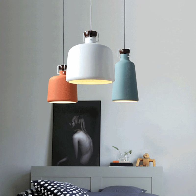 Macaroon Style Metal Pendant Light Creative Kettle Shaped Simplicity Lighting Fixture