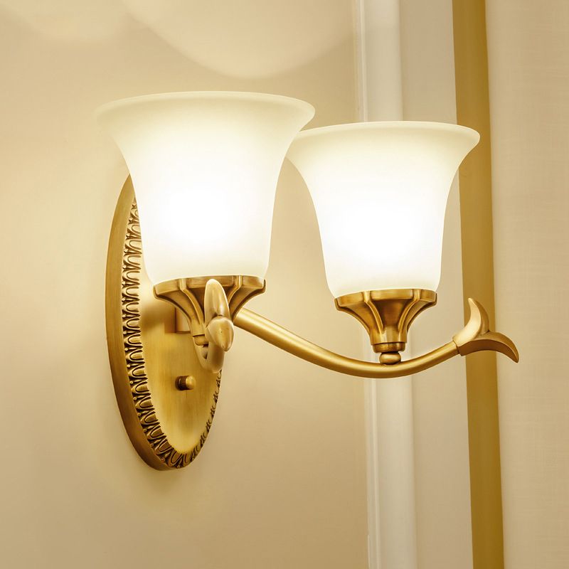 Glazen klok wandmontage verlichting armatuur traditionele badkamerschonce verlichting in messing