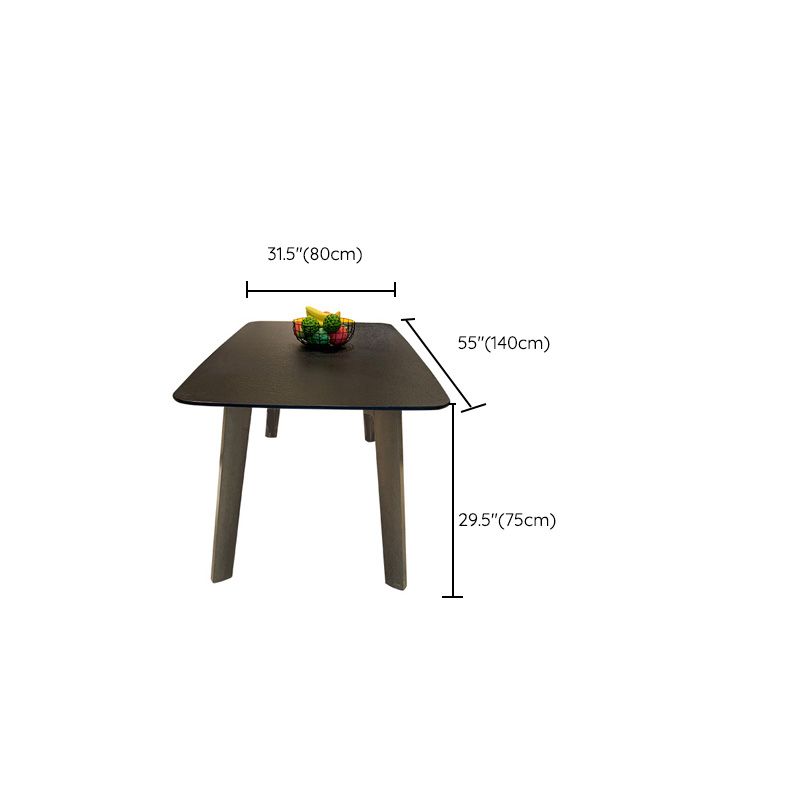 Wooden Frame Contemporary Dinette Table Black Stone Top Dining Table