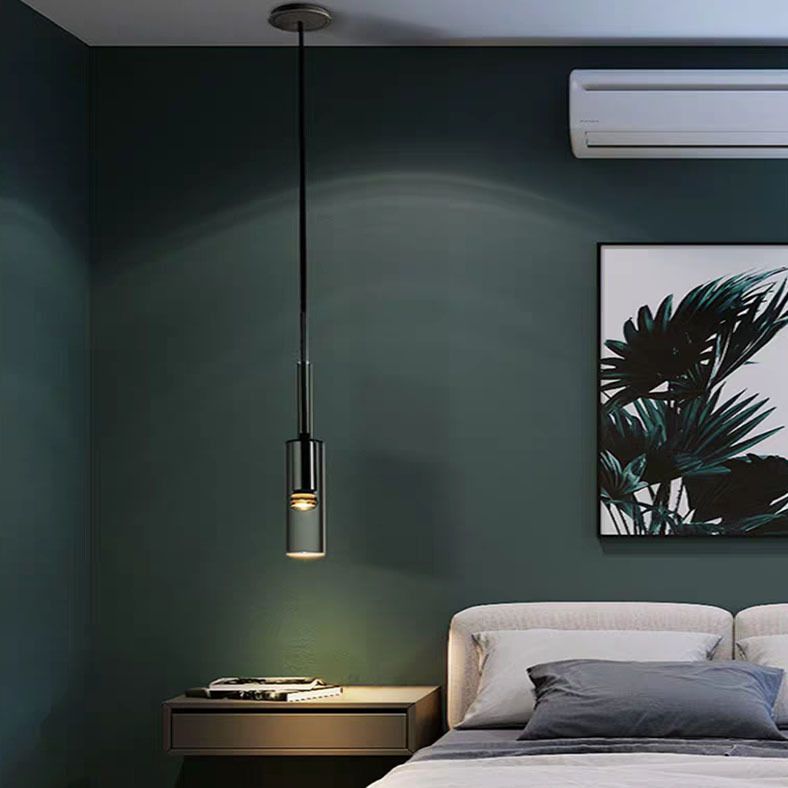 Kristallgrau Anhänger Licht im modernen Luxusstil Kupferzylindrisch hängende Lampe für Esszimmer