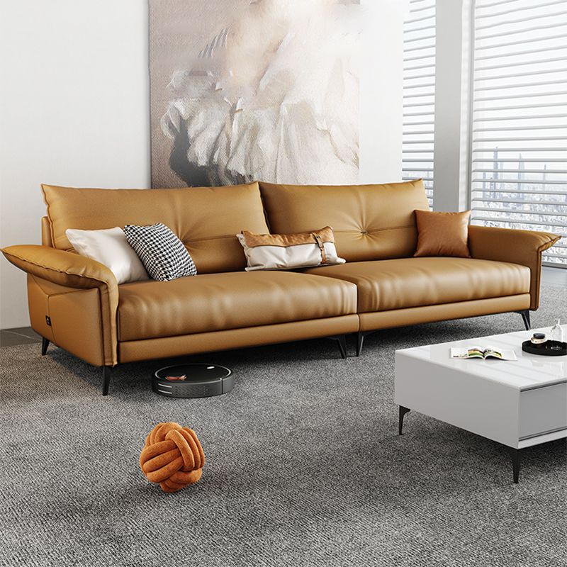 Contemporary Dark Brown Cushions Standard Pillow Top Arm Settee