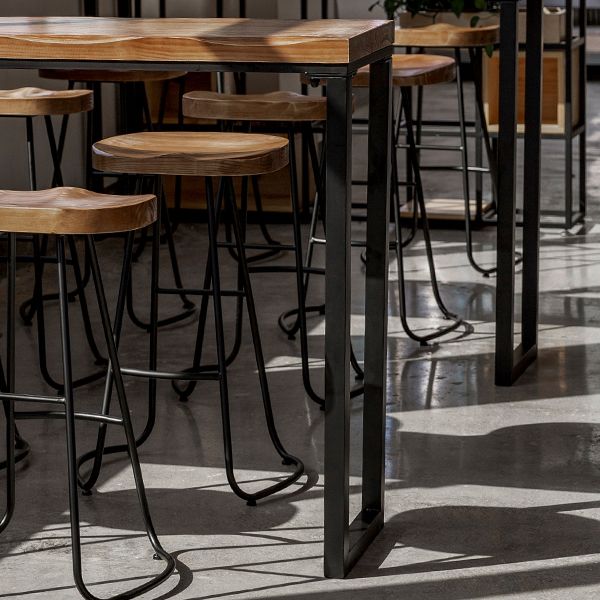 Modern Solid Wood Bar Table Rectangle Dining Table for Kitchen Living Room Coffee Room