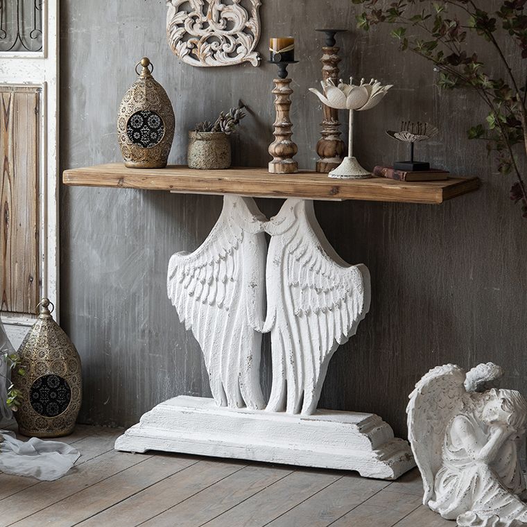 French Country Solid Wood Console Table Distressed Accent Table