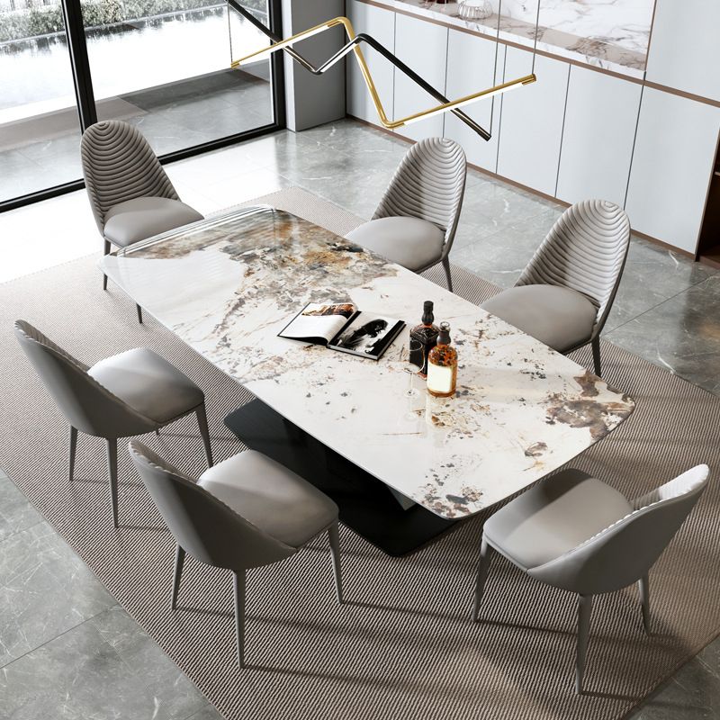 Modern Sintered Stone Top Dining Set Rectangle 1/2/5/7 Pieces Dinette Table Set