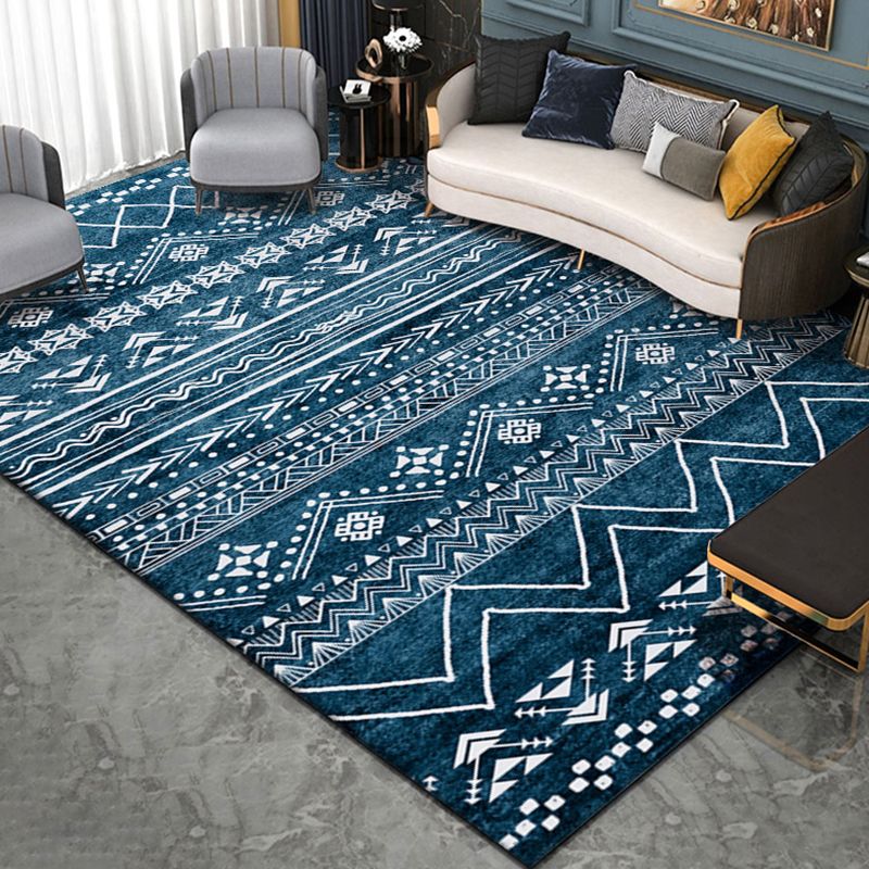 Mehrfarbiger ethnischer Print Teppich Polyester Antiquen Teppich nicht rutschfestem Innenteppich für die Heimdekoration