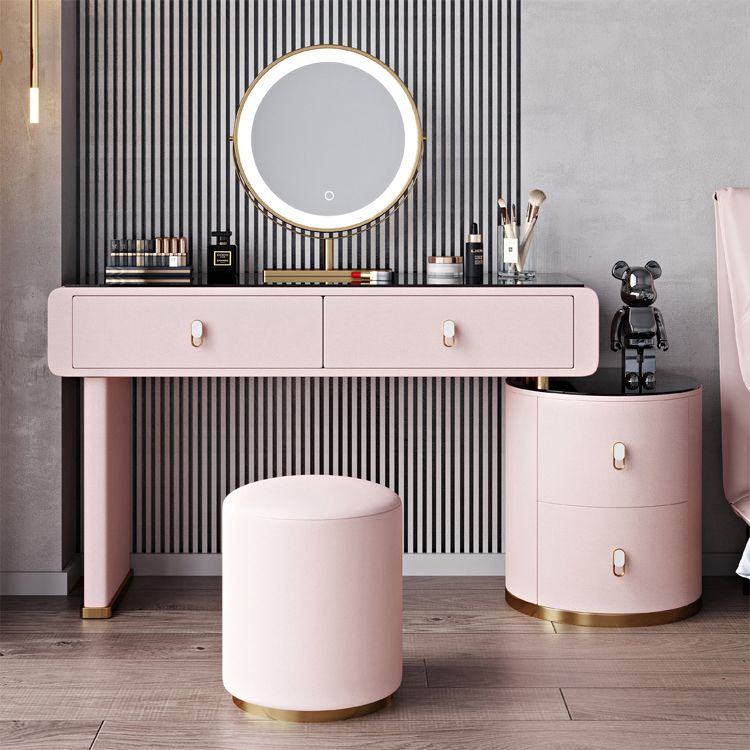 Light Glass Top Makeup Vanity Desk Storage Box Makeup Vanity Set