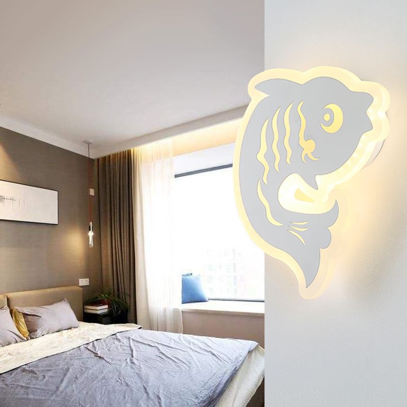 Acrylic Animal Sconce Light Modern Style LED Wall Lamp in White Finish for Hallway