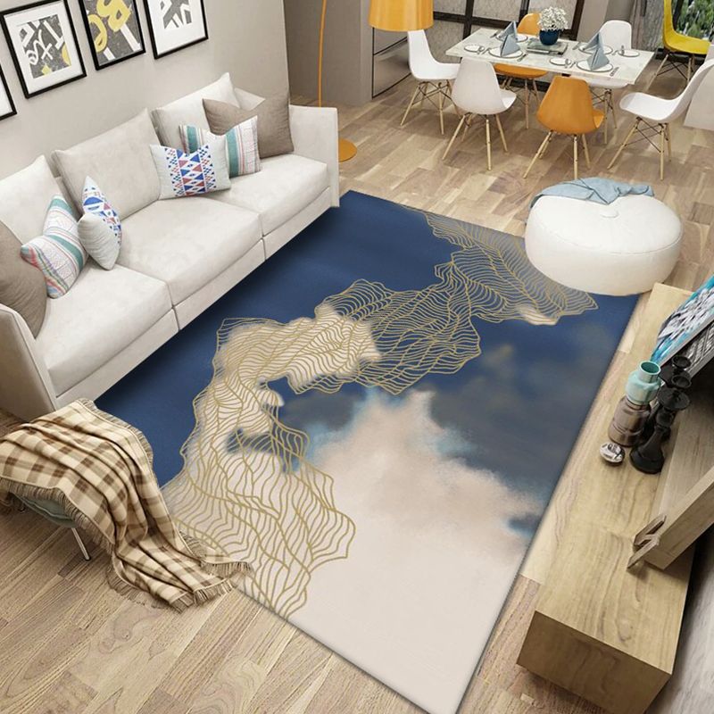 Scandinavian Abstract Pattern Rug Multi Color Polyster Area Carpet Anti-Slip Backing Easy Care Rug for Parlor