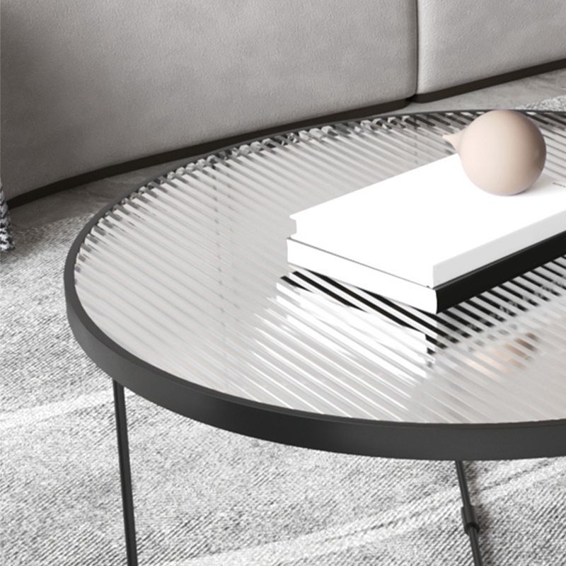 Contemporary Cross Legs Glass Round Metal Nesting Coffee Table Set