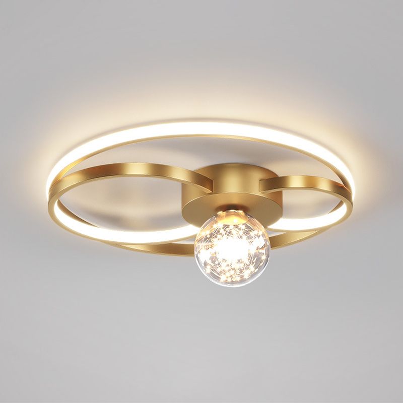 Modern LED Flush Mount Ceiling Light Fixture Black Round Close To Ceiling Lighting with Metal Shade