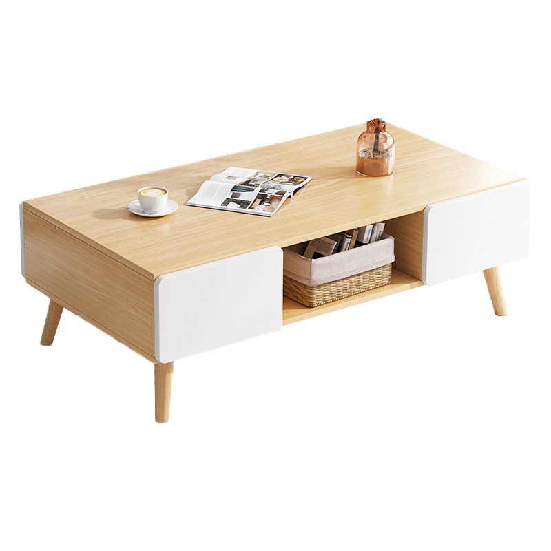 Wood Coffee Table Modern Single Coffee Table with with Storage Drawers