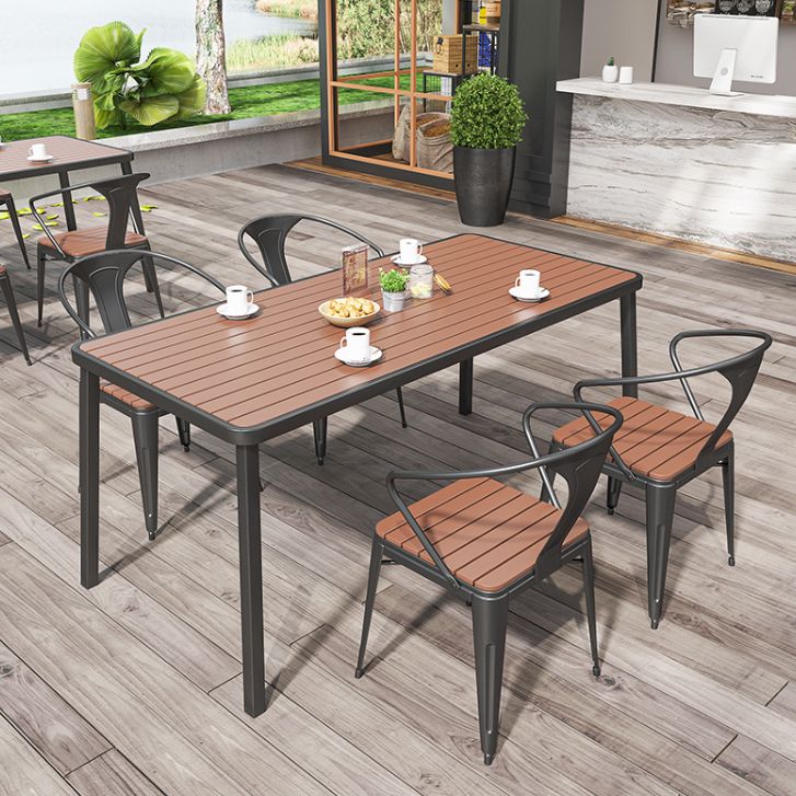 Outdoor Contemporary Coffee Table Metal Frame Rectangle Dining Table