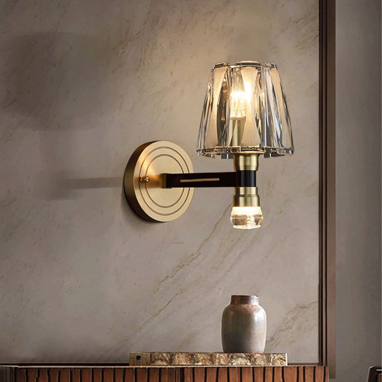 Copper Gold Wall Donce en estilo artístico moderno Truncado Cono Crystal Wall Light para sala de estar