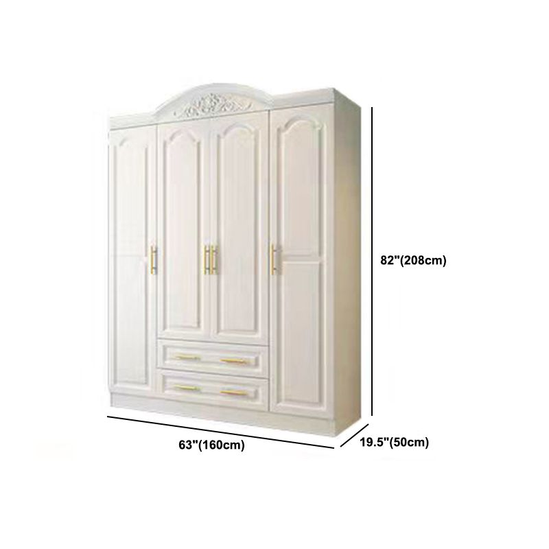 French Country Wardrobe Armoire Engineered Wood Wardrobe with Solid Wood Clothing Rod