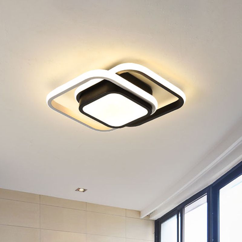 Acrylic Thin Square LED Flushmount Simplicity Black-White Ceiling Mount Light in Warm/White Light for Dress Room