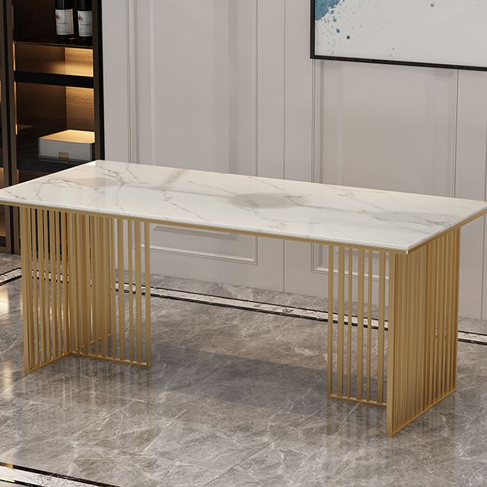 Rectangle Dining Table Traditional Luxury Dining Table with Iron Base