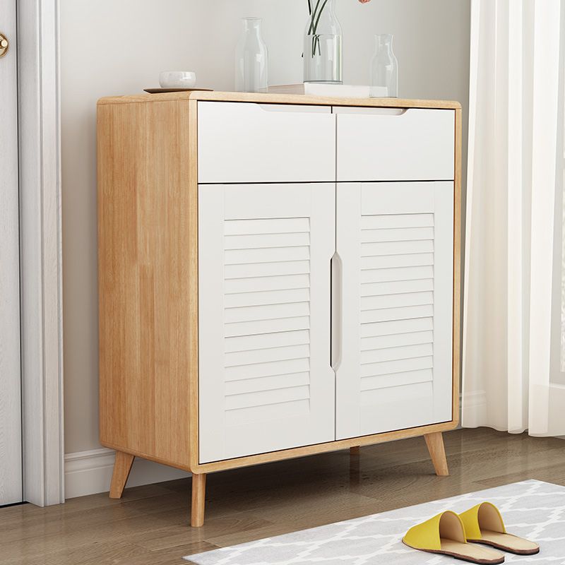 Contemporary Solid Wood Accent Cabinet with 2 Drawers and Doors