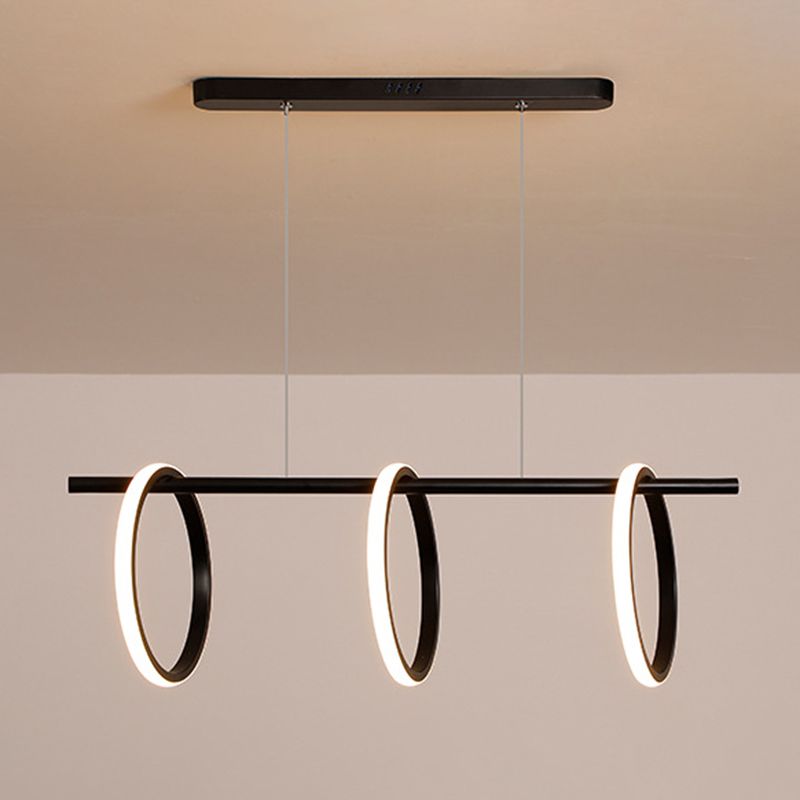 Modern Minimalism Linear Island Pendant Lighting LED Metal Ring Island Ceiling Light for Living Room