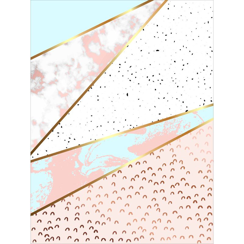 Decorative Geometric Pattern Rug with Spots Pink Nordic Rug Polyester Washable Non-Slip Carpet for Sitting Room