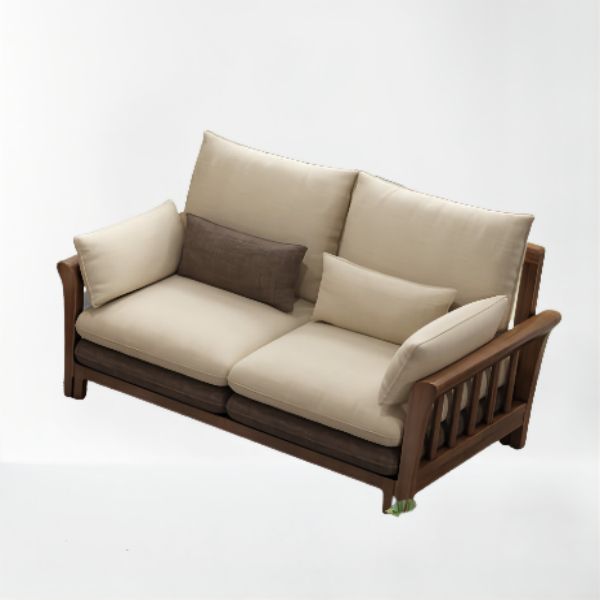 Flared Arm Sectional Sofa, Removable Cushions with Wooden Legs