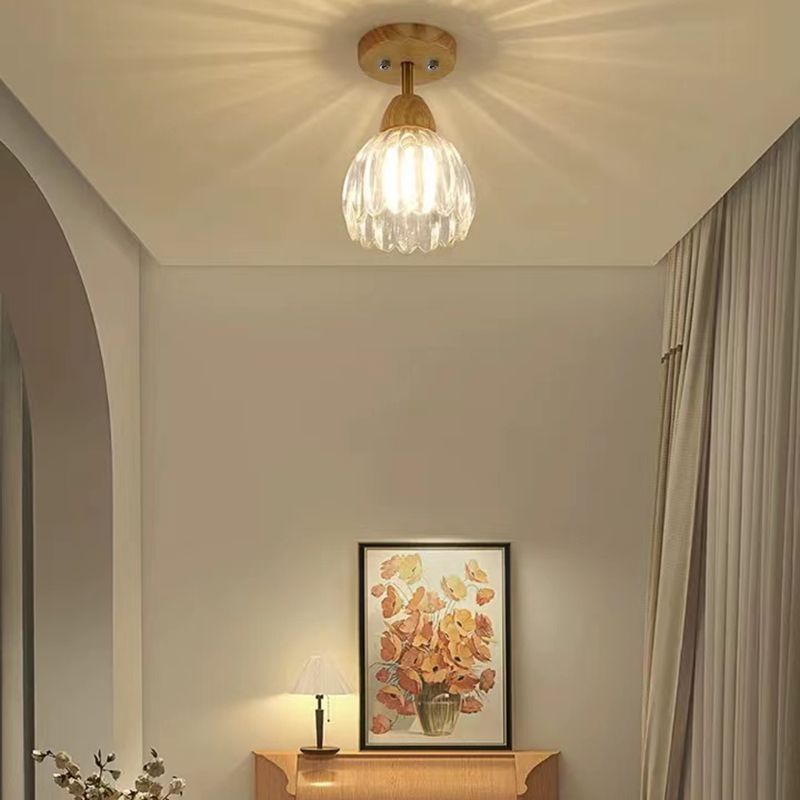 Modern Simple Wooden Ceiling Light Bell Shape Ceiling Lamp for Bedroom