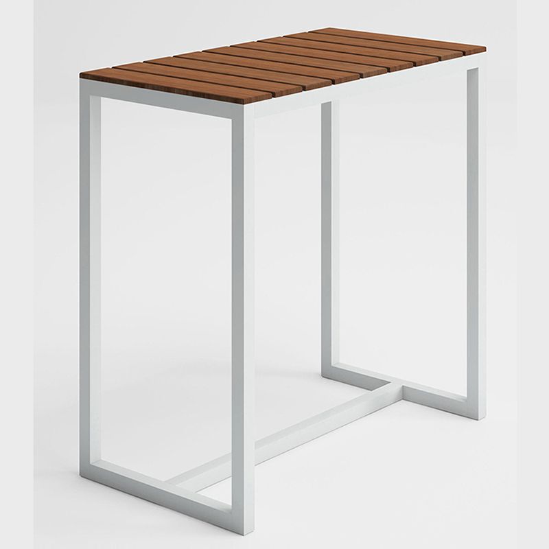 Brown Wood Top Bar Table Outdoor Trestle Base Bar Wine Table