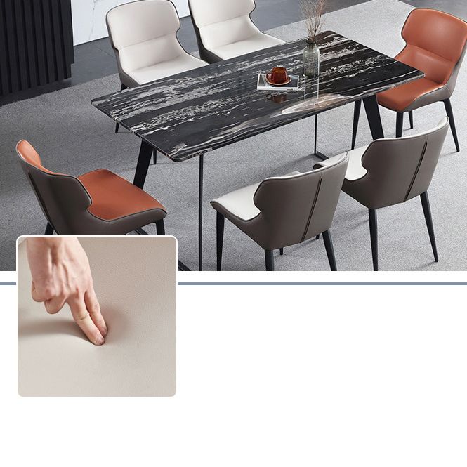 Modern Cushioned Dining Chair 32"H Wingback Parsons Chair with Metal Base for Restaurant
