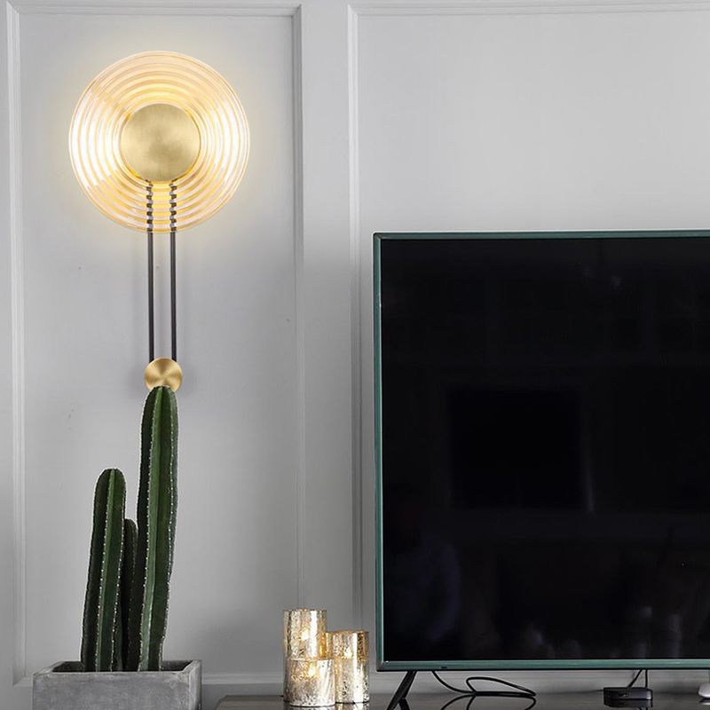 Single Modern Brass Wall Mounted Sconce LED Glass Wall Light for Living Room