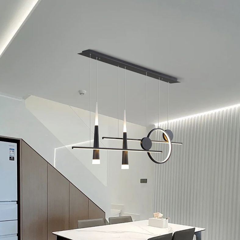 New Modern Metal LED Island Lighting Ideas 5-Light Linear Chandelier Lamp for Dining Room